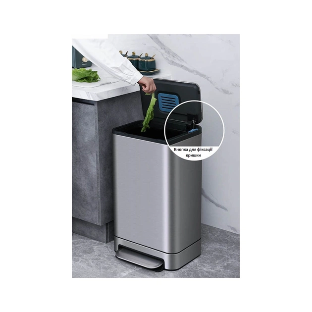 Контейнер для сміття JAH Soft Close З педаллю З внутрішнім відром Срібний металік 30 л (20264) - picture 5