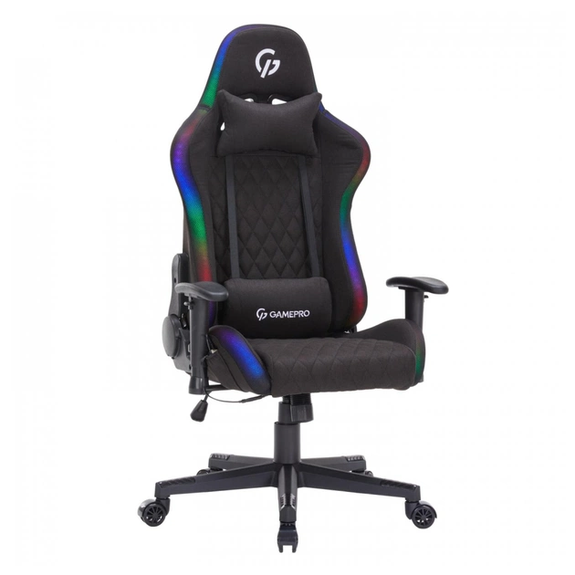Крісло ігрове GamePro GC700FB Fabric Size L RGB Black (GC700FB RGB) - зображення 1