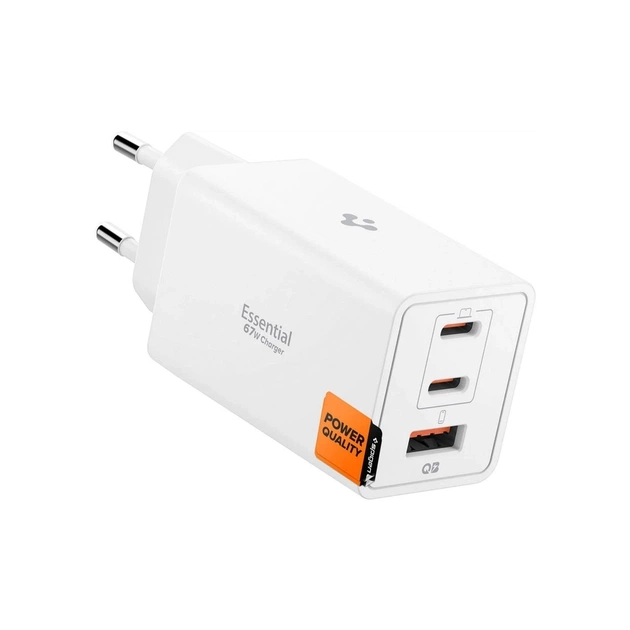 Зарядное устройство Spigen 2xUSB-C PD + 1xUSB 67W white (ACH08710) - изображение 1