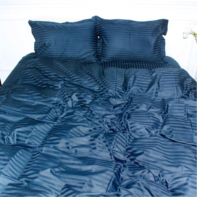 Постільна білизна MirSon SatinStripe 30-0021DarkBlue 175х210 Двоспальний (2200005255766) - зображення 1