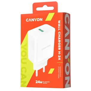 Зарядний пристрій Canyon Wall charger with 1*USB, QC3.0 24W (CNE-CHA24W) зображення 1