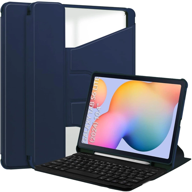 Чохол до планшета BeCover 360° Rotatable + Keyboard Samsung Tab S6 Lite (2024) 10.4" P620/P625/P627 Deep Blue (712588) - изображение 1
