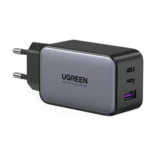 Зарядний пристрій Ugreen 3xUSB 65W GaN (2хUSB-C+USB-A) CD244 Grey (10335) зображення 1