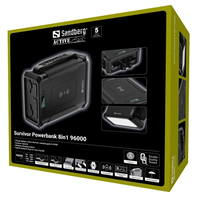 Батарея універсальна Sandberg 96000mAh, Survivor, DC/84W, PD/60W, Cigar Lighter 180W, Wireless, LiFePo4 (420-78) - зображення 6