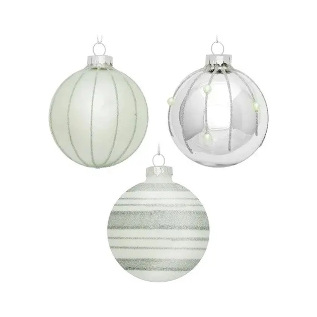 Ялинкова іграшка House Of Seasons Скляні кульки 3 шт D7 см Срібні (8718861801569) - picture 1