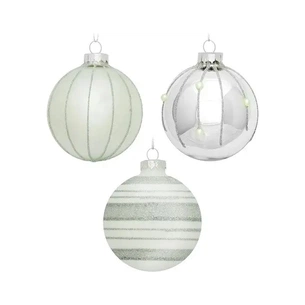 Ялинкова іграшка House Of Seasons Скляні кульки 3 шт D7 см Срібні (8718861801569) picture 1
