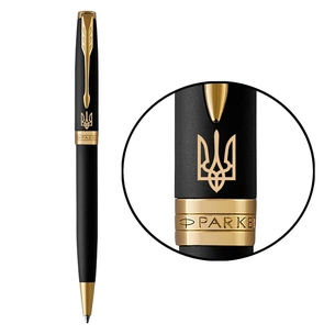 Ручка кулькова Parker SONNET 17 UKRAINE Matte Black Lacquer GT BP Трезубец (84832_T001y) зображення 1