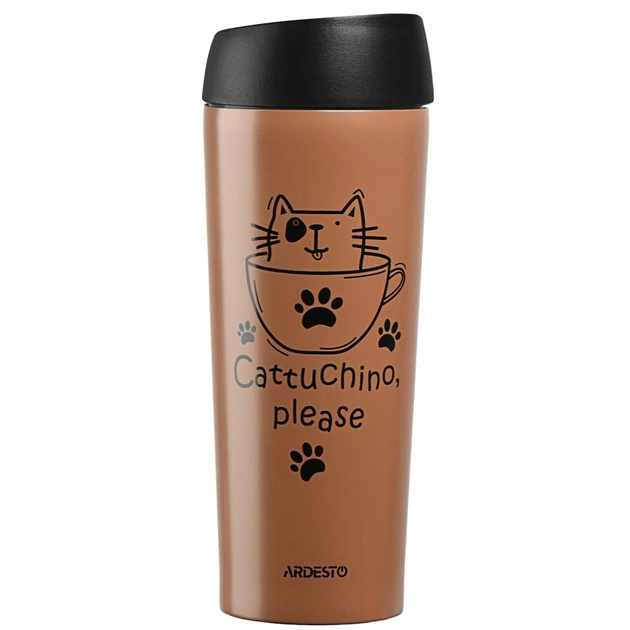 Термокружка ARDESTO Coffee Time Cat 450 мл Mocco (AR2645DMM) - зображення 1