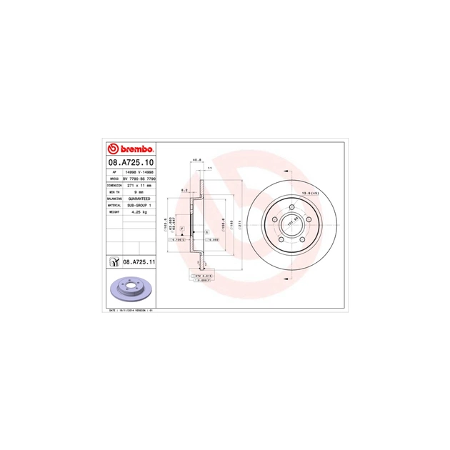 Тормозной диск Brembo 08.A725.10 - изображение 1