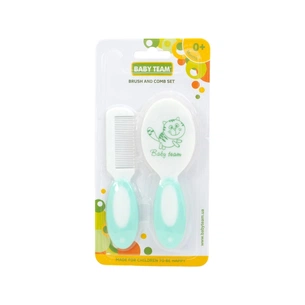 Набір для догляду за дитиною Baby Team гребінець і щітка з натуральної щетин (7106_бирюзовый) picture 1