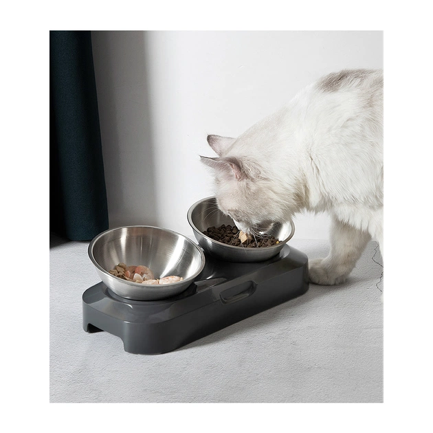 Посуд для котів Lapka Годівниця подвійна з металевими мисками (LPK-27) - picture 9