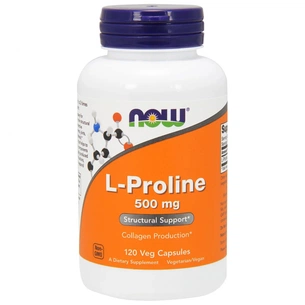 Вітамін Now Foods L-Пролин, 500 мг, L-Proline, 120 рослинних капсул (NOW-00133) зображення 1
