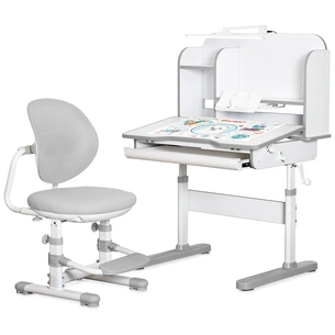 Парта зі стільцем Mealux Nemo Grey (полиця + лампа) (BD-38 G) зображення 1