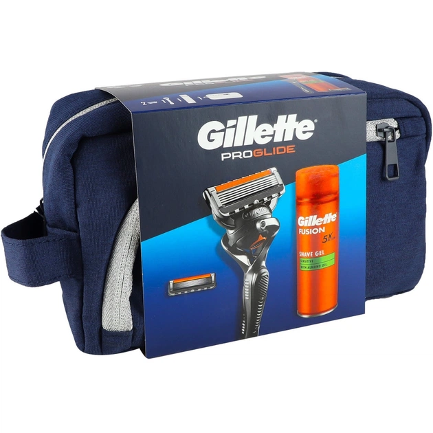 Набір косметики Gillette Бритва Fusion ProGlide з 2 змінними картриджами + Гель для гоління Fusion 200 мл + Косметичка (8700216075459) - picture 3