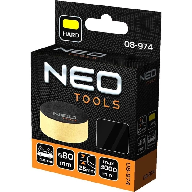 Диск полірувальний Neo Tools полірувальний, губка м’яка, на липучці, 80x25мм (08-974) - picture 5