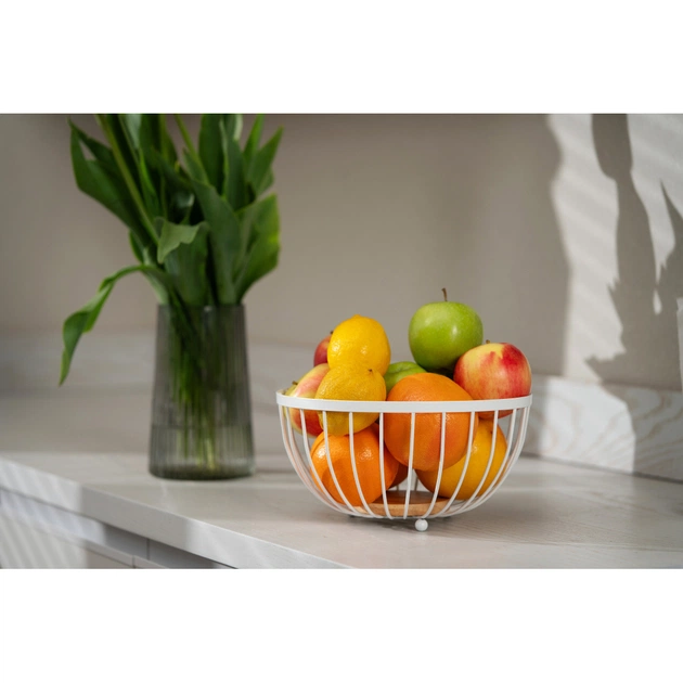 Фруктовниця Ardesto Midori 25х25х13см, метал, дерево, білий (AR0904W) - picture 2