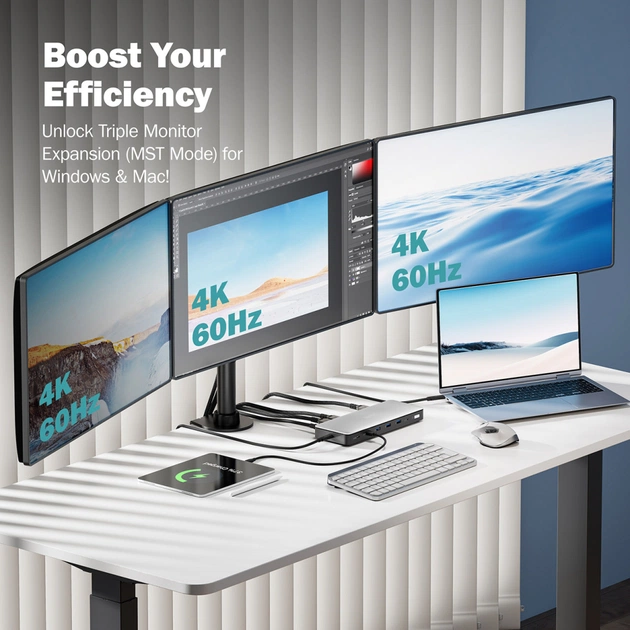 Порт-реплікатор Digitus USB-C > 3xHDMI/2xDP/4xUSB-A/USB-C/RJ54/DC/Audio (DA-70918) - зображення 11