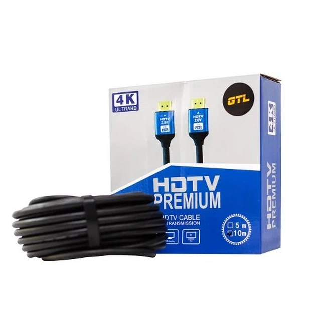 Кабель HDMI (M) - HDMI (M), 10 м, Black, GTL, V2.0 (GTLHMHM10V20BK) - зображення 1
