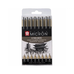 Лайнер Sakura Набір Pigma Micron 8 шт, Чорний (8712079459536) зображення 1