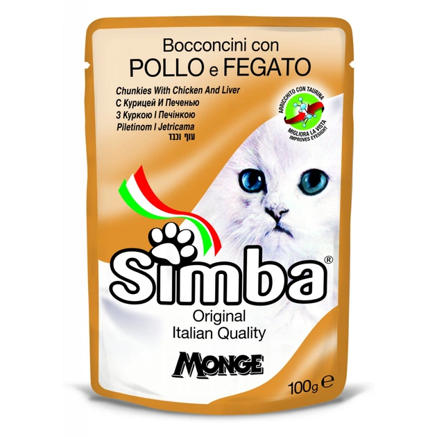 Вологий корм для кішок Simba Cat Wet курка та лівер 100 г (8009470009355) - зображення 1