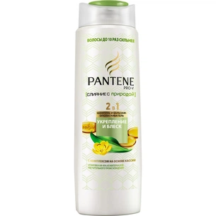 Шампунь Pantene 2 в 1 Злиття з природою Зміцнення та Блиск 400 мл (4015600841348) зображення 1