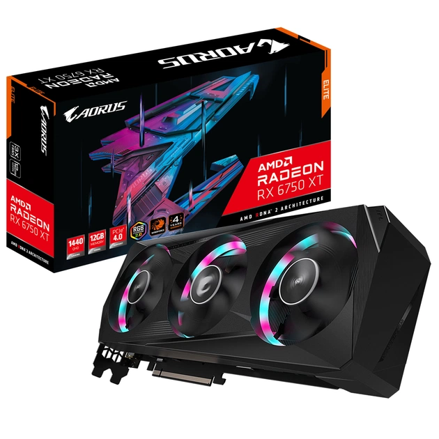 Відеокарта GIGABYTE Radeon RX 6750 XT 12Gb AORUS ELITE (GV-R675XTAORUS E-12GD) - изображение 1