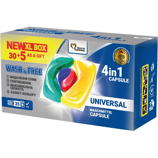 Капсули для прання Wash&Free Universal 35 шт. (4260637721945) - зображення 1
