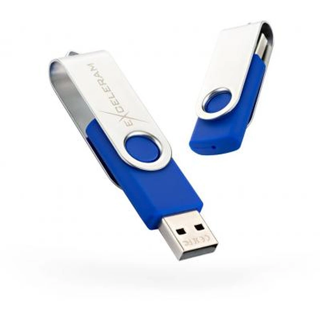 USB флеш накопичувач eXceleram 32GB P1 Series Silver/Blue USB 2.0 (EXP1U2SIBL32) - зображення 1