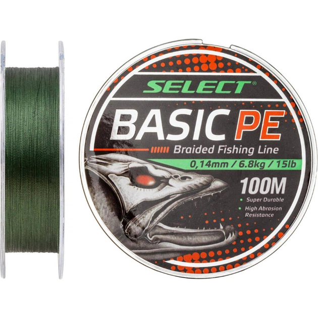 Шнур Select Basic PE 100m Dark Green 0.08mm 8lb/4kg (1870.27.59) - изображение 1