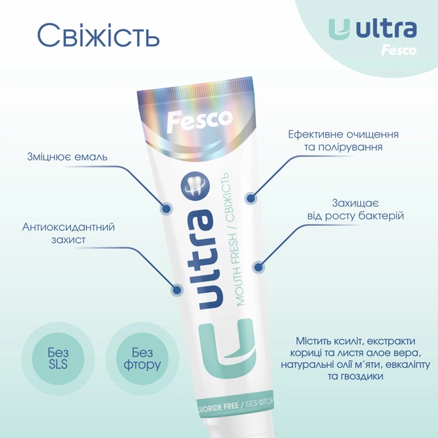 Зубна паста Fesco Ultra Mouth Fresh Свіжість 100 мл (4820204701987) - picture 3
