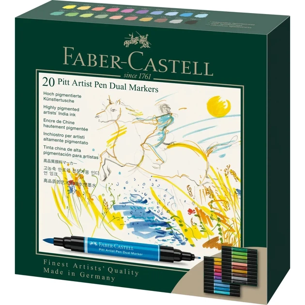 Художній маркер Faber-Castell двосторонніх Pitt Artist Pen Dual Marker, 20 кольорів (32418) - зображення 1