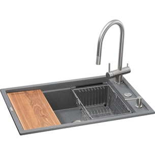 Мийка кухонна GRANADO Royal Estella grafito (+ подрібнювач Algar 1000 + змішувач Ferrol inox + дозатор Redondo inox + (ksg0309) изображение 1