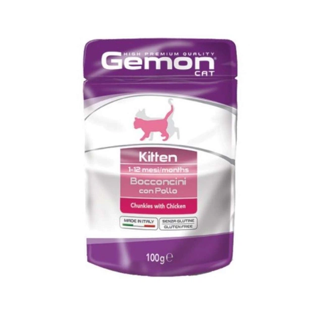 Вологий корм для кішок Gemon Cat Wet Kitten курка 100 г (8009470300896) - зображення 1