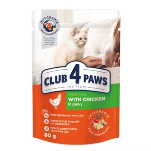 Вологий корм для кішок Club 4 Paws для кошенят в соусі зі смаком курки 80 г (4820083908927) зображення 1