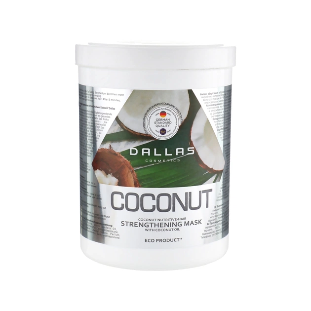 Маска для волосся Dalas Coconut Зміцнююча для блиску волосся з натуральною кокосовою олією 1000 мл (4260637723208) - зображення 1