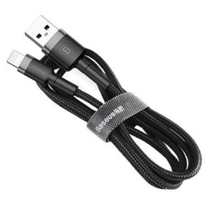 Дата кабель USB 2.0 AM to Lightning 0.5m Cafule 2.4A grey+black Baseus (CALKLF-AG1) зображення 1