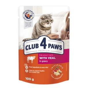 Вологий корм для кішок Club 4 Paws в соусі з телятиною 100 г (4820083908965) зображення 1