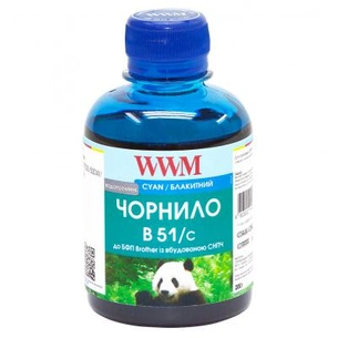 Чорнило WWM Brother DCP-T300/T500W/T700W 200г Cyan Water-soluble (B51/C) зображення 1