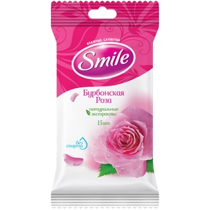 Вологі серветки Smile Daily Бурбонська троянда 15 шт. (4820048482219) зображення 1