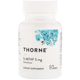 Вітамін Thorne Research Фолат, 5-МТГФ, 5-MTHF, 5 мг, 60 капсул (THR-13201) зображення 1