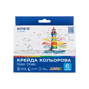 Крейда Kite кольорова Jumbo Classic, 6 кольорів (K-073) зображення 1