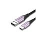 Дата кабель USB 2.0 AM to USB-C 1.5m 3A cotton braided aluminum purple Vention (CODVG) - уменьшенное изображение 1