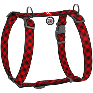 Шлея для собак WAUDOG Nylon з QR паспортом анатомічна H-подібна "Шотландка червона" S (5601) зображення 1