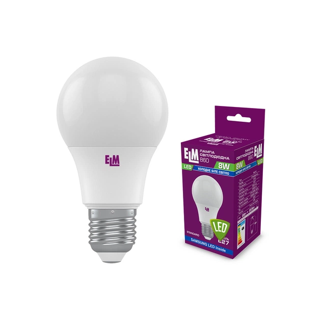 Лампочка ELM B60 8W PA10S E27 4000K (18-0186) - зображення 1