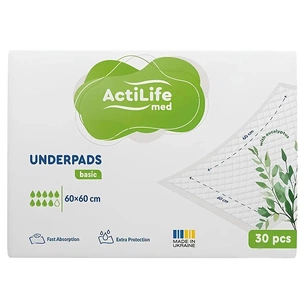 Пелюшки для малюків ActiLife Med Basic 60 х 60, 30 шт (4820174981471) зображення 1