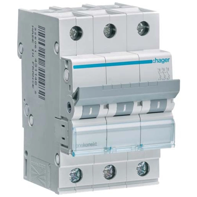 Автоматический выключатель Hager 3-п. C 16A (6kA) 3M (A) (MCN316) - изображение 1