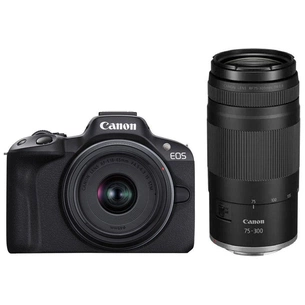 Цифровий фотоапарат Canon EOS R50 + RF-S 18-45 IS STM + RF 75-300 Black (5811C150BA) picture 1