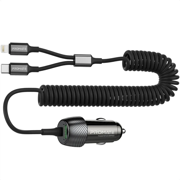 Зарядний пристрій Promate 33W USB-C + Lightning cables + USB-A port (powerdrive-33pdci.black) - зображення 1