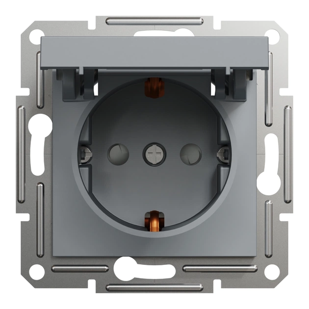 Розетка Schneider Electric ASFORA з кришкою, сталь (EPH3100162) - зображення 1