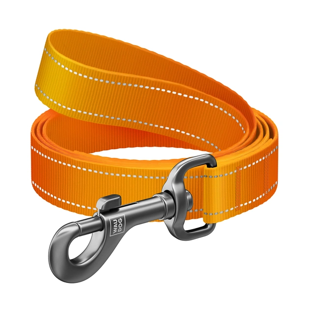 Поводок для собак WAUDOG Nylon Mono светоотражающий M 20 мм, 200 см, оранжевый (46374) - изображение 1